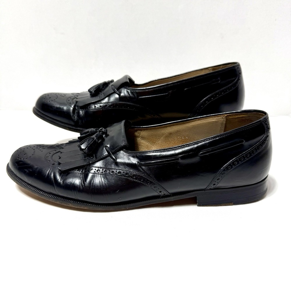 Mezlan‎ Antonio Black Leather Shoes Mens Size 9.5M Tassel  Loafers Wingtip